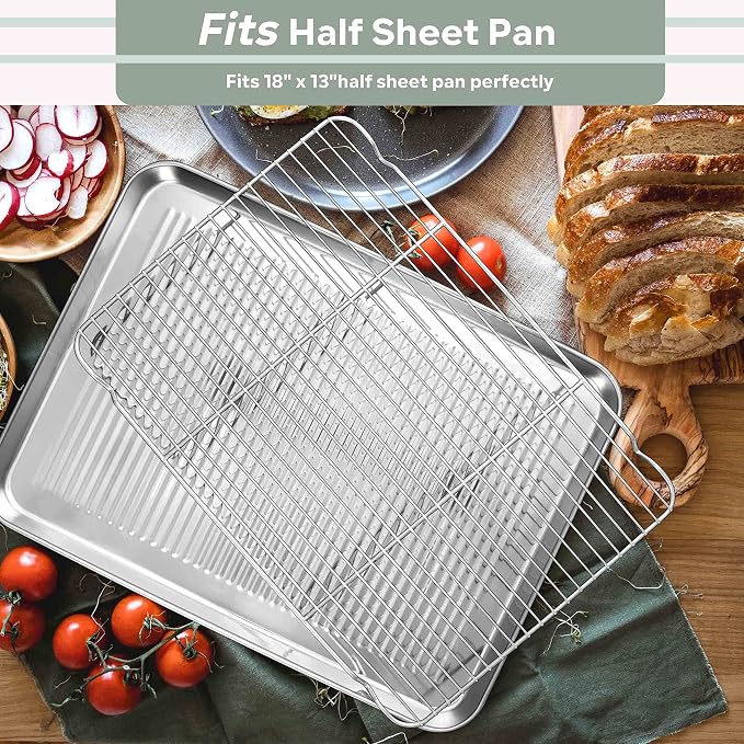 Herogo 16.5” x 11.5” Cooling Racks for Kitchen Baking, 3 Pack | Stainless Steel & Heavy-duty, Oven & Dishwasher Safe, Baking Cooking Wire Rack, for Cookie Bread Bacon