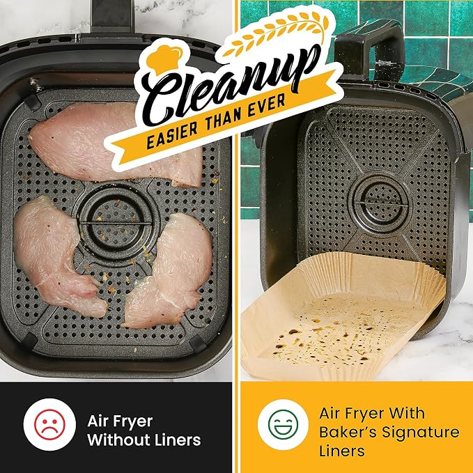 Rectangular Air Fryer Liners Disposable, 125 Pcs Parchment for Dual Baskets | Non-stick & oil-proof for easy cleanup, unbleached natural wood pulp, oven & microwave safe