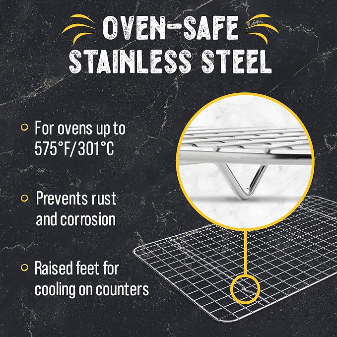 Cooling Rack for Cooking and Baking - 10" x 15" Set of 2 Stainless Steel, Oven Safe Grid Wire Cookie Cooling Racks | Oven Safe, Grid Wire, Stainless Steel