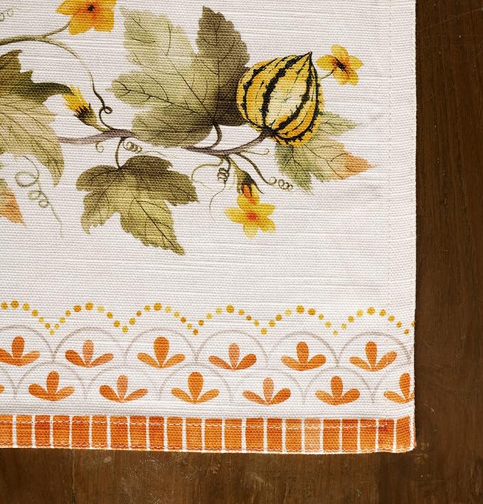 Maison d' Hermine Placemats Set of 4 Reusable 100% Cotton (13"x19") | Cloth Place Mats Washable Table Mats for Kitchen Dining Hotel Home Thanksgiving Christmas - Pumpkin Garden - Cloudy Cream