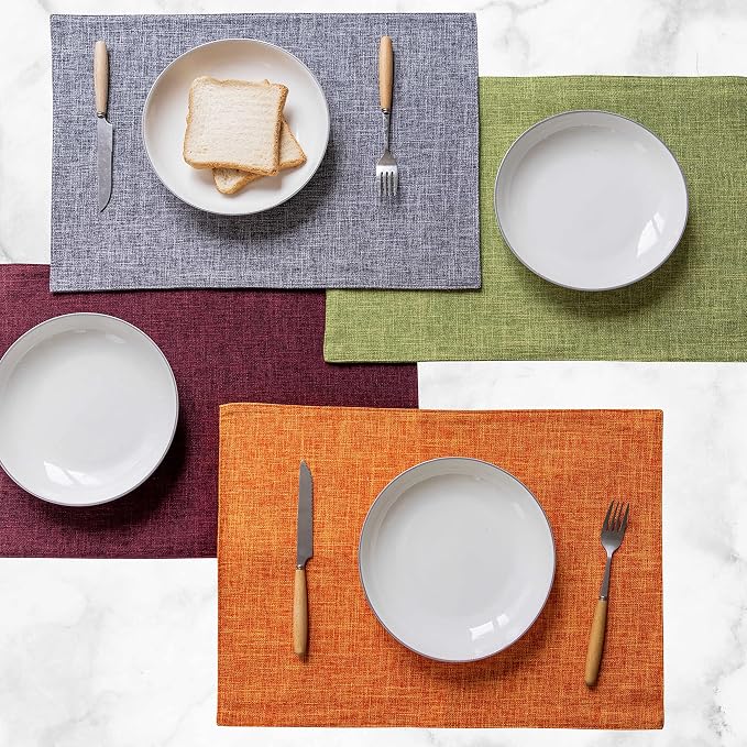 Home Brilliant Cloth Placemats Set of 4 Heat Resistant Dining Table Place Mats for Kitchen Table Dinner Party Decorations, 13 x 19 inches, Orange