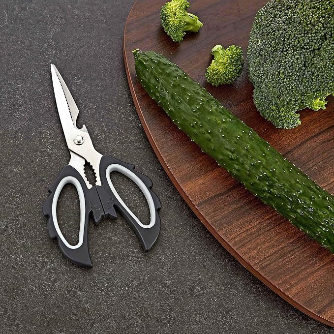 Livin Aesthetic Angel Wings & Cat Kitchen Scissors - Ambidextrous Large Grip Handle Shears for Right & Left Handed - Ergonomic Comfortable Food Scissors for Kitchen, Office & Crafting