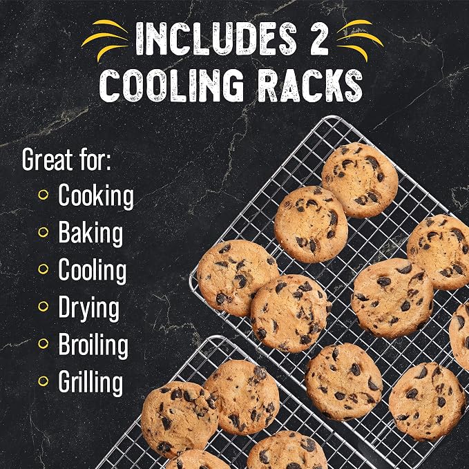 Cooling Rack for Cooking and Baking - 10" x 15" Set of 2 Stainless Steel, Oven Safe Grid Wire Cookie Cooling Racks | Oven Safe, Grid Wire, Stainless Steel