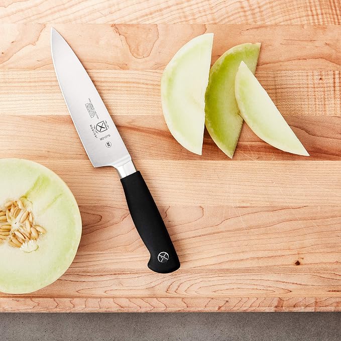 Mercer Culinary M21076 Genesis 6-Inch Short Bolster Chef's Knife, Black