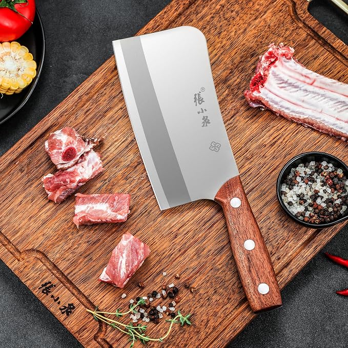 Heavy Duty Butcher Knife Made of High Carbon Stainless Steel, Professional Chinese Cleaver Knife for Cutting Bones, Ultra Sharp Bone Chopper