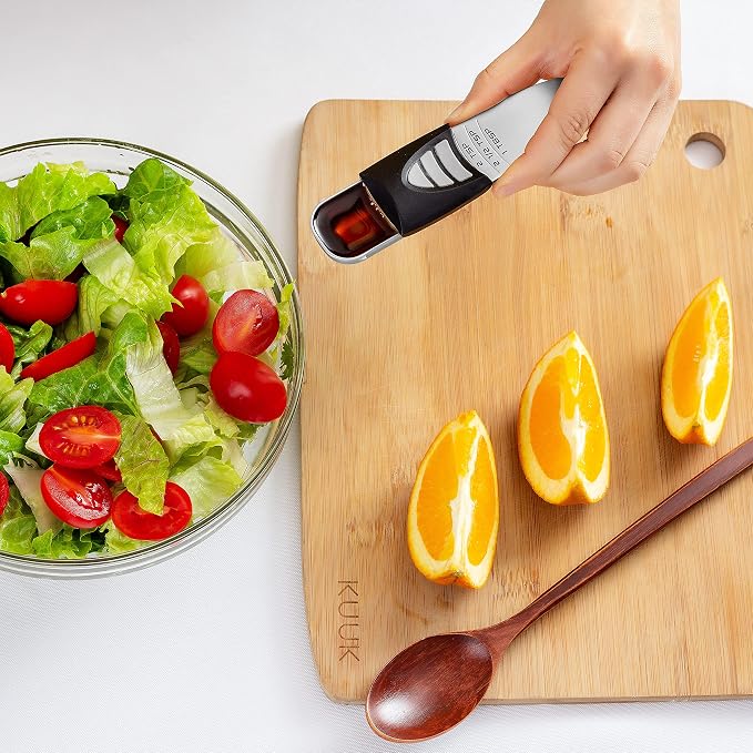 KitchenArt Stainless Steel Pro Adjust-A-Tablespoon, Adjustable Tablespoon | Spoon That Measures 1/2 TSP to 1 TBL | All In One Measuring Spoon | Cooking & Baking Gadget | Kitchen Organization