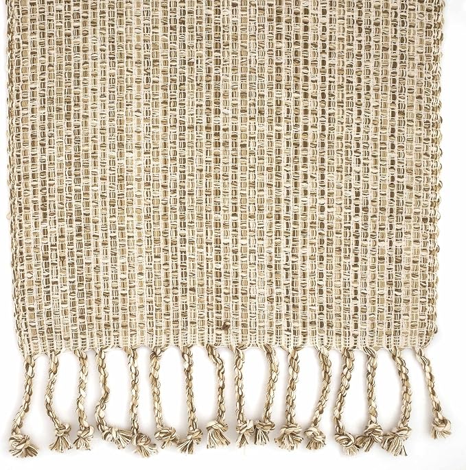 100% Cotton Table Runner for Dining Room Tables Rectangle Two Tone Woven Fabric 72" x 13" Soft Durable Table Runner, Eggshell(Pack of 1)