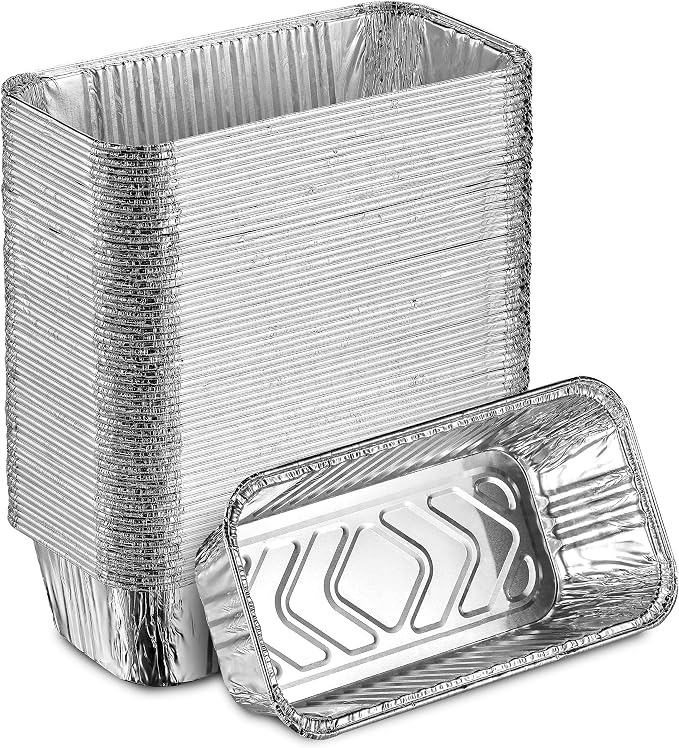 MontoPack Aluminum Disposable Loaf Pans | Deep Standard Size 8.5” x 4.5” Extra Thick Foil Bread Containers for Baking, Food Storage & Takeout | Eco-Friendly & Recyclable | Bulk 50-Pack 2 Pound Trays