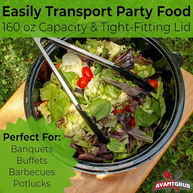 Recyclable Large 160 Oz Serving Bowls with Lids 4pk. Fit Any Party Sized Hot or Cold Food or Dessert With Our Catering-Grade Big Disposable Bowl With Cover Great for Picnic Buffet or Cookout Supplies