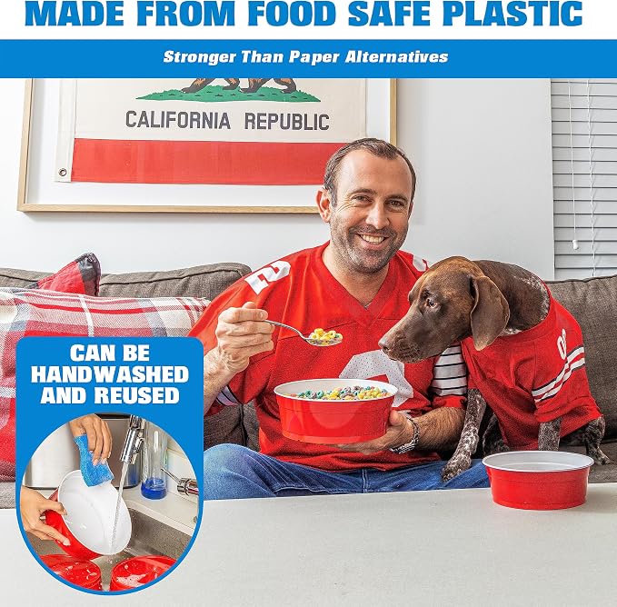 GoBig Red Party Cup Bowls - Large Disposable Plastic Bowls - 22 oz or 60 oz