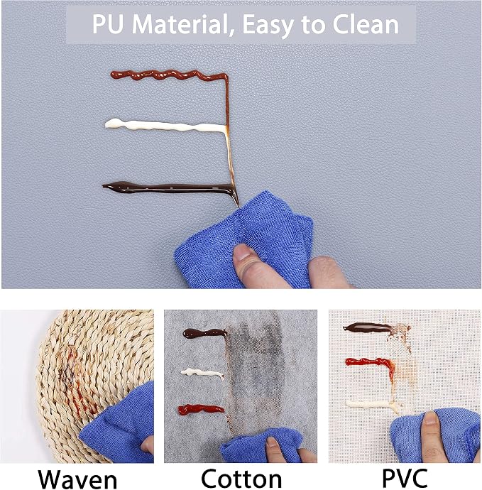 Wipeable Placemats Leather Table Mats Waterproof Heat-Resistant Easy to Clean for Dining Table Set Kitchen Table (6, Pale Blue)