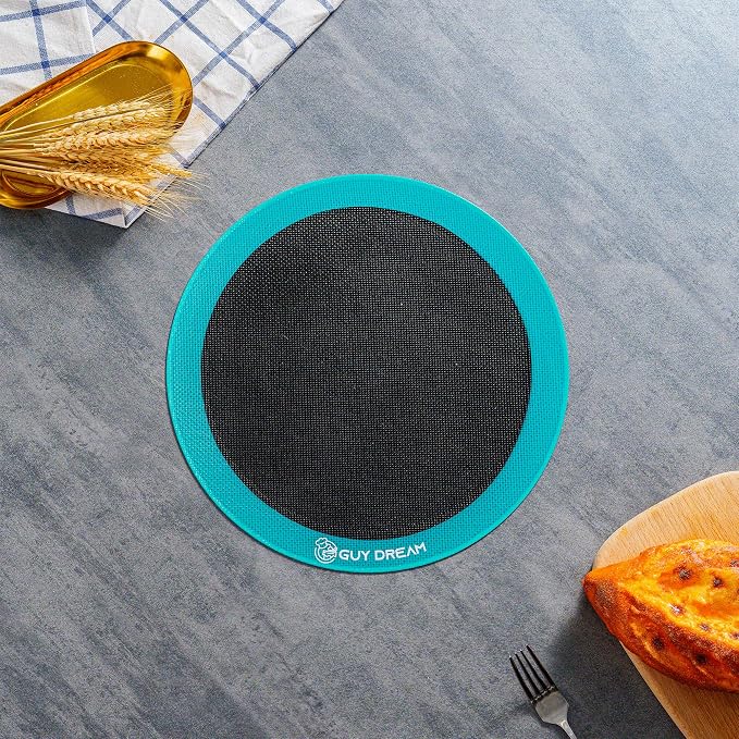 GUYDREMAT 12IN Silicone Perforated Baking Mats - Non-Stick and Heat Resistant Up to 480F, Reusable Round Mats for Baking Pizza, Bread, and Pastries, Oven Safe, Perfect for Crispy and Even Cooking