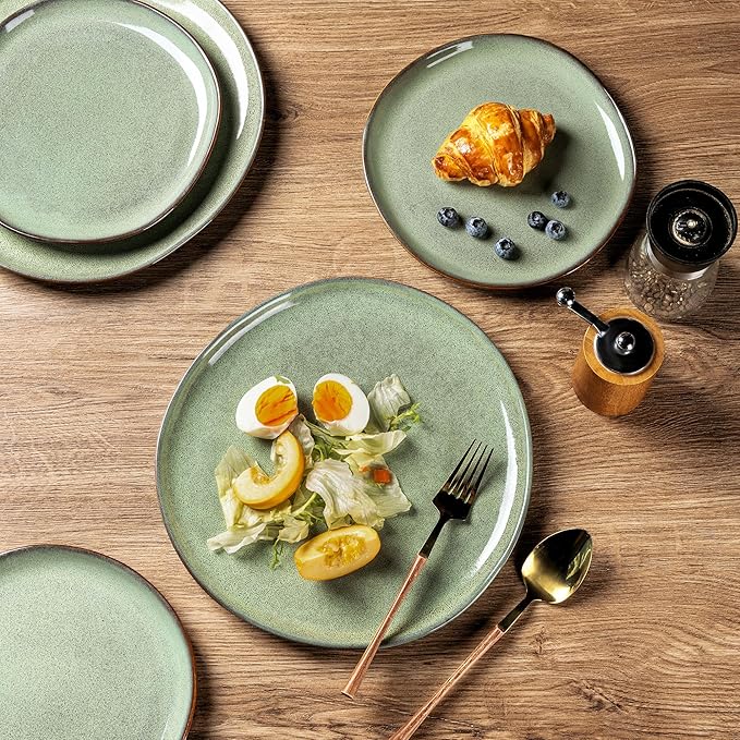 AmorArc Ceramic Dinnerware Sets for 4, 12Pcs Plates and Bowls Sets Dishes | Stoneware Handmade Reactive Glaze Dinner Set, Highly Scratch Resistant | Dishwasher & Microwave Safe Dishware