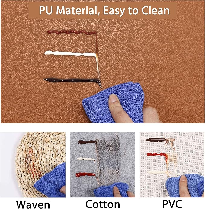 Fall Placemats Set of 4 Wipeable Table Mats Easy to Clean Waterproof Kitchen Mats for Dining Table Outdoor Indoor (4, Brown)